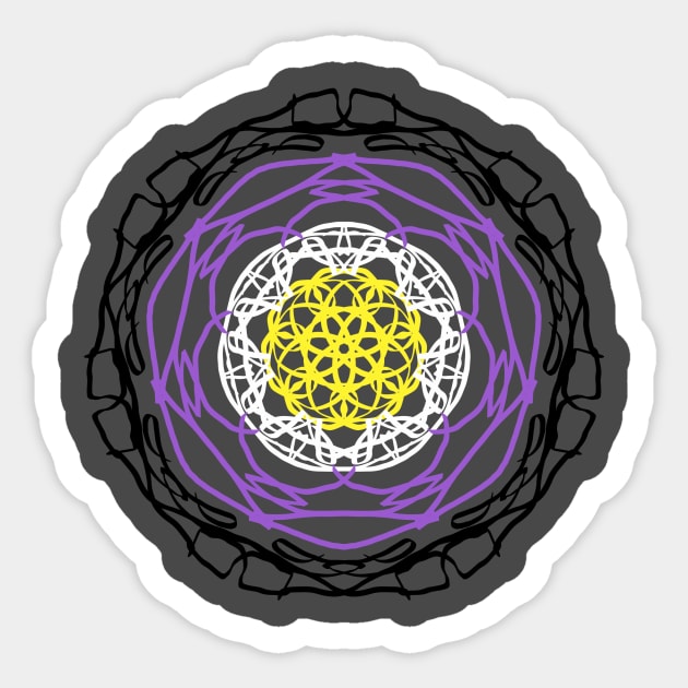 Nonbinary Flag Kaleidoscope Sticker by CipherArt